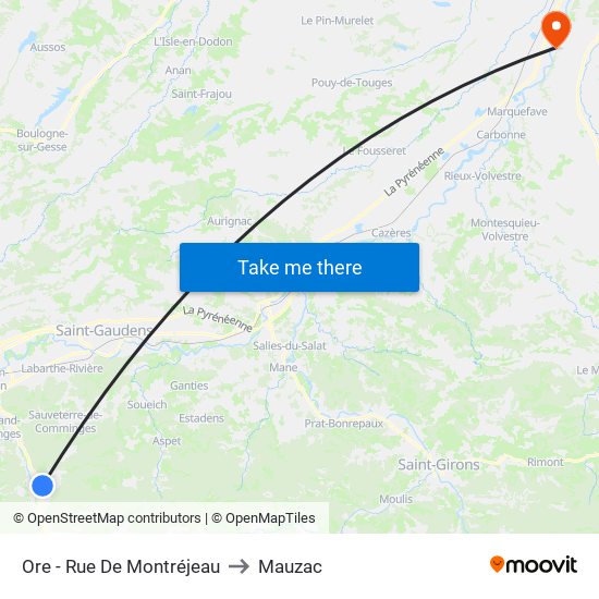 Ore - Rue De Montréjeau to Mauzac map
