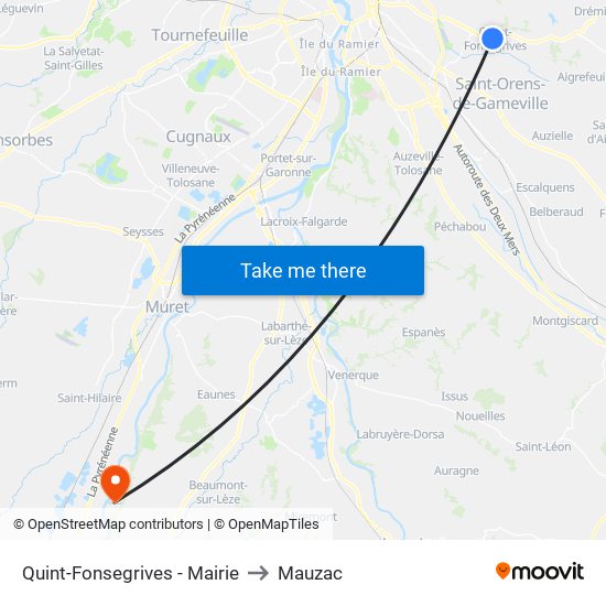 Quint-Fonsegrives - Mairie to Mauzac map