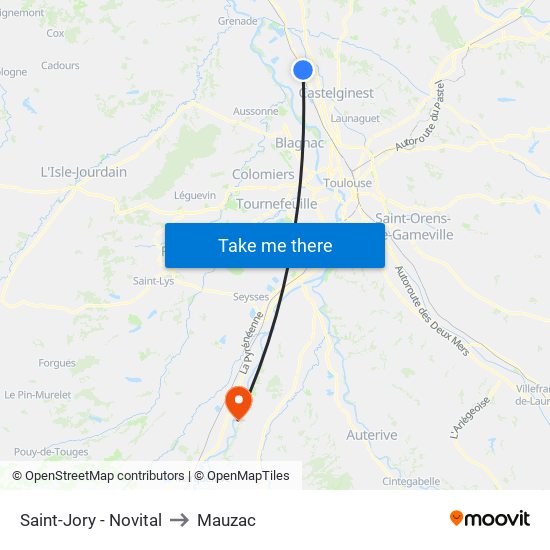 Saint-Jory - Novital to Mauzac map