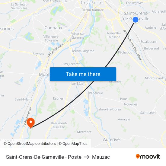 Saint-Orens-De-Gameville - Poste to Mauzac map
