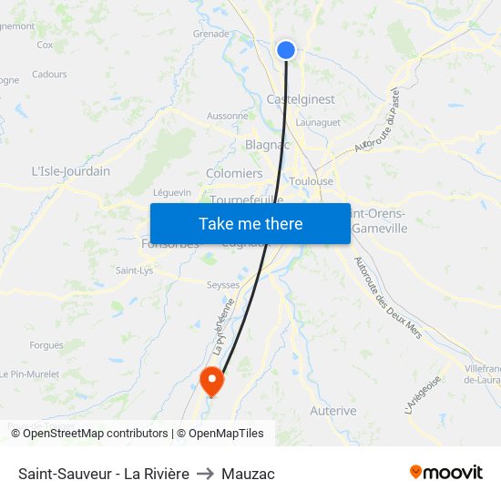 Saint-Sauveur - La Rivière to Mauzac map