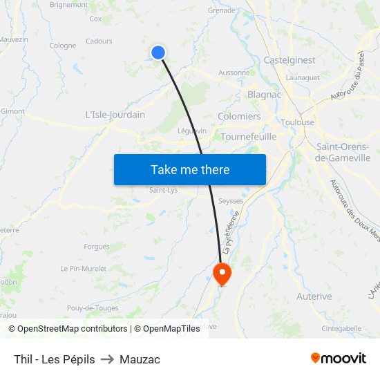 Thil - Les Pépils to Mauzac map