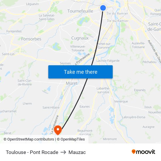 Toulouse - Pont Rocade to Mauzac map