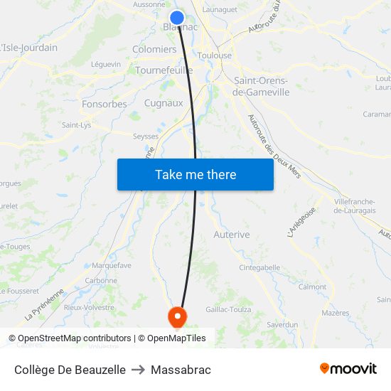 Collège De Beauzelle to Massabrac map