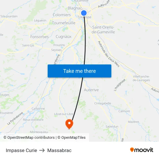 Impasse Curie to Massabrac map