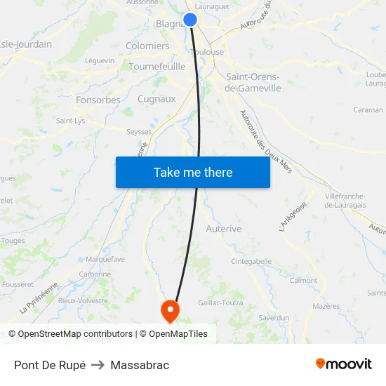 Pont De Rupé to Massabrac map