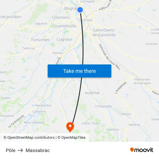 Pôle to Massabrac map