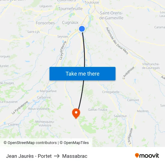 Jean Jaurès - Portet to Massabrac map