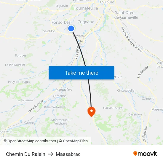 Chemin Du Raisin to Massabrac map