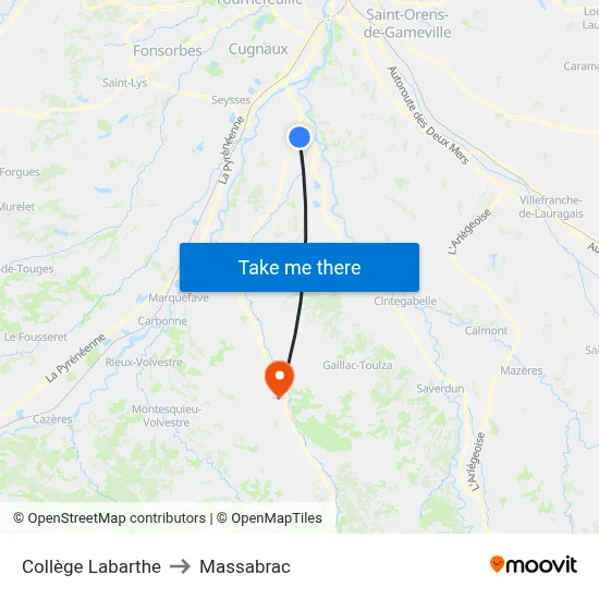 Collège Labarthe to Massabrac map