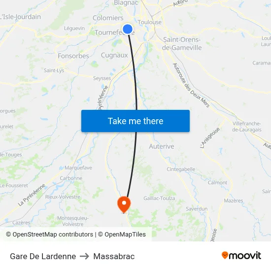Gare De Lardenne to Massabrac map