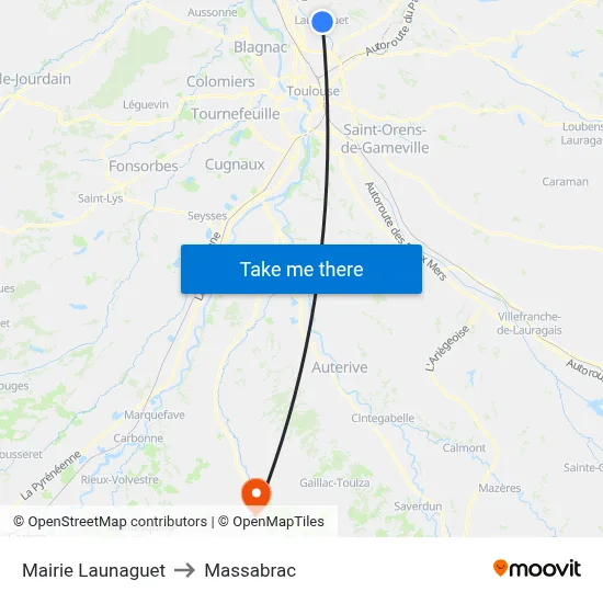 Mairie Launaguet to Massabrac map