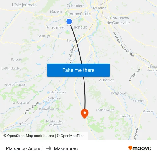 Plaisance Accueil to Massabrac map