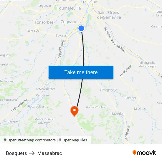 Bosquets to Massabrac map