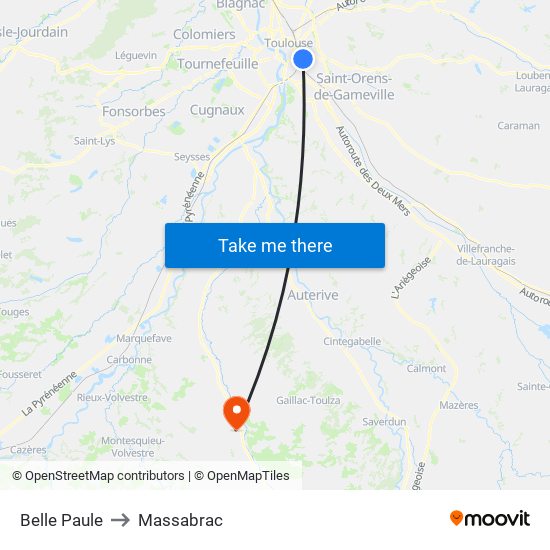 Belle Paule to Massabrac map