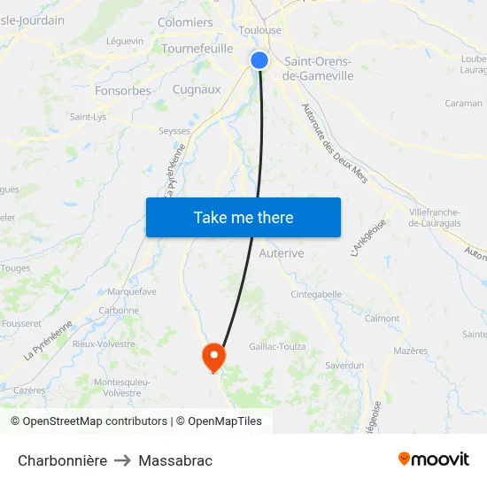 Charbonnière to Massabrac map