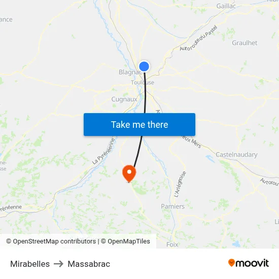 Mirabelles to Massabrac map