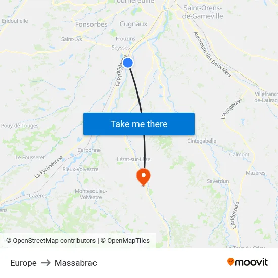 Europe to Massabrac map