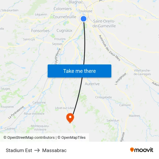 Stadium Est to Massabrac map