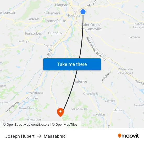 Joseph Hubert to Massabrac map