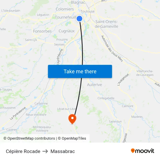 Cépière Rocade to Massabrac map