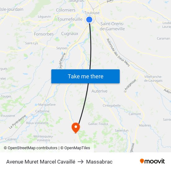 Avenue Muret Marcel Cavaillé to Massabrac map