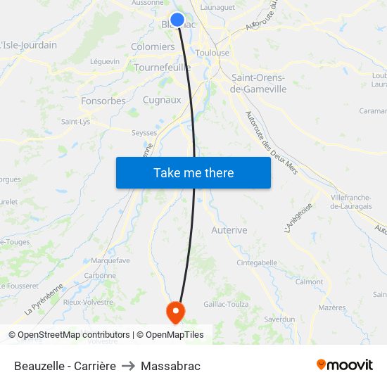 Beauzelle - Carrière to Massabrac map
