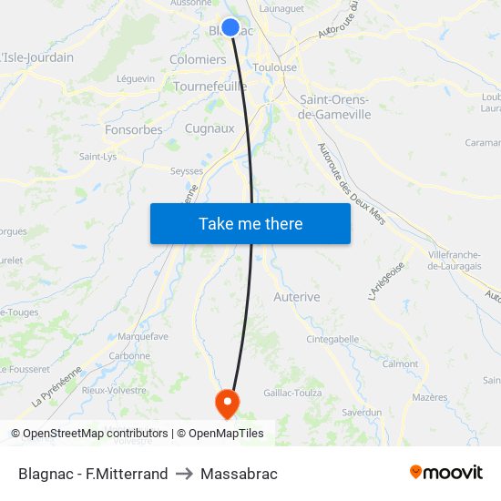 Blagnac - F.Mitterrand to Massabrac map