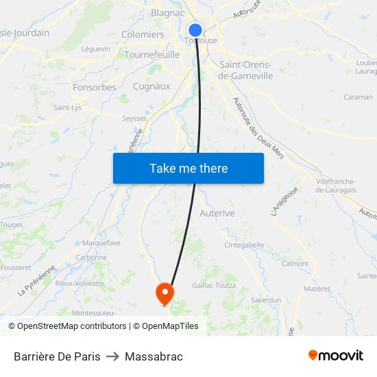 Barrière De Paris to Massabrac map
