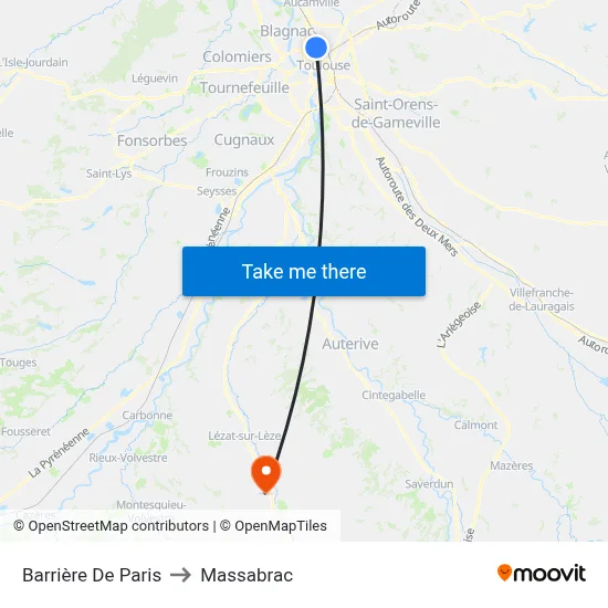 Barrière De Paris to Massabrac map