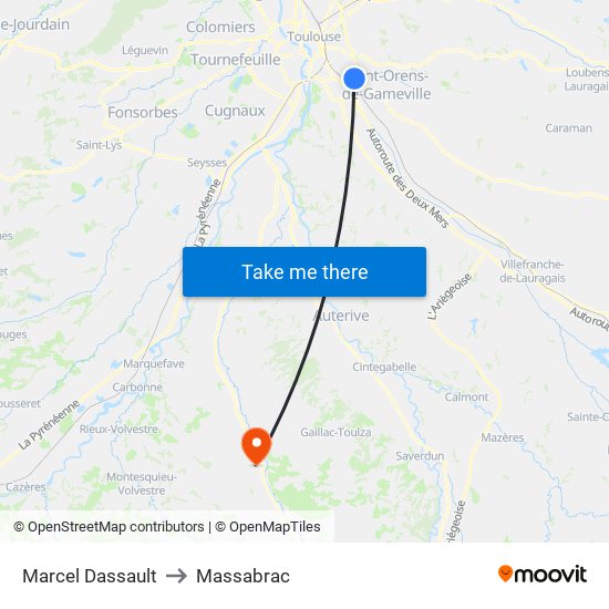 Marcel Dassault to Massabrac map