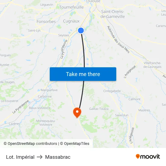Lot. Impérial to Massabrac map