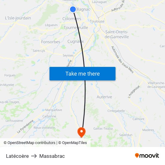 Latécoère to Massabrac map