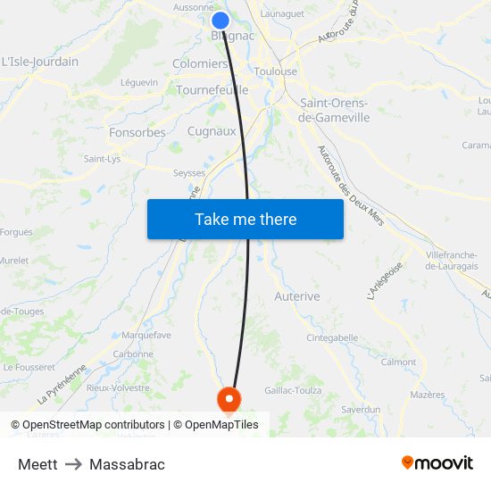 Meett to Massabrac map