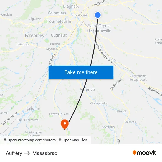 Aufréry to Massabrac map