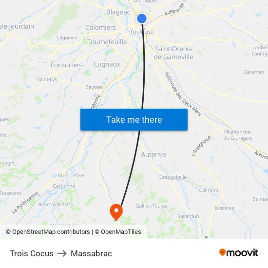 Trois Cocus to Massabrac map