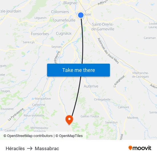 Héraclès to Massabrac map