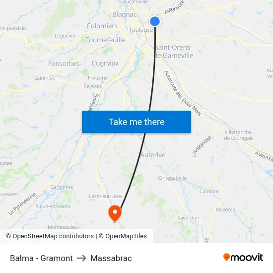 Balma - Gramont to Massabrac map