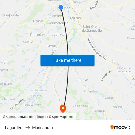 Lagardère to Massabrac map