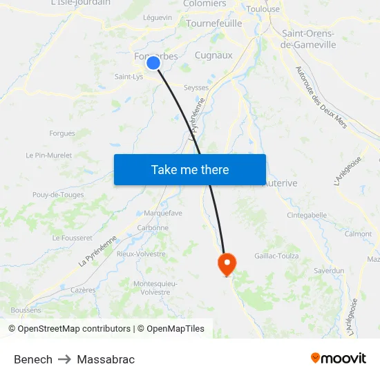 Benech to Massabrac map