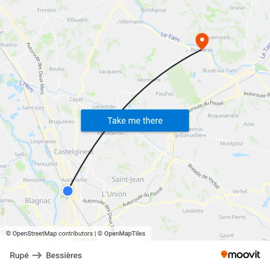 Rupé to Bessières map