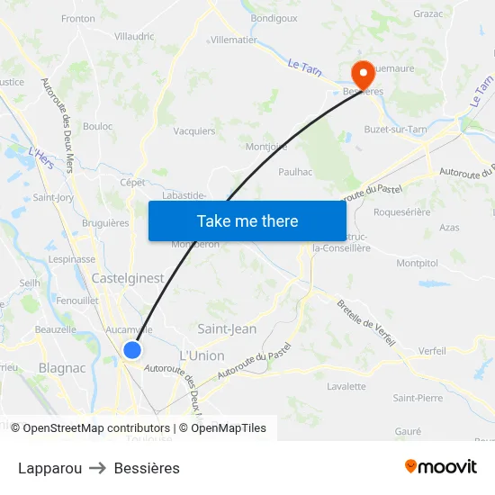 Lapparou to Bessières map