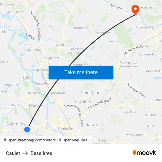 Caulet to Bessières map