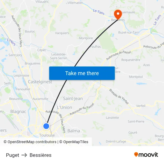 Puget to Bessières map