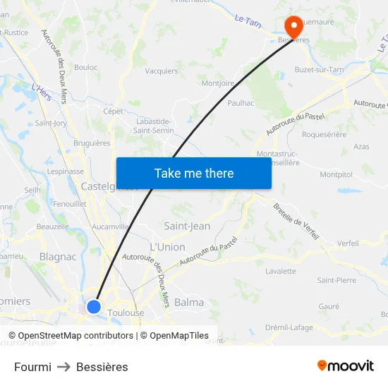 Fourmi to Bessières map