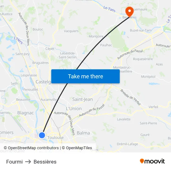Fourmi to Bessières map