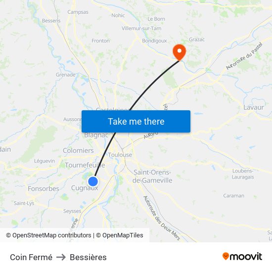 Coin Fermé to Bessières map