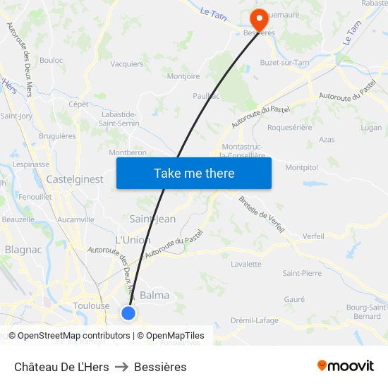 Château De L'Hers to Bessières map