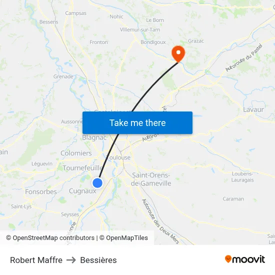 Robert Maffre to Bessières map