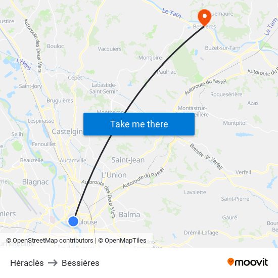Héraclès to Bessières map